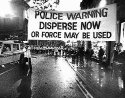 Police Warning to disperse or force may be used